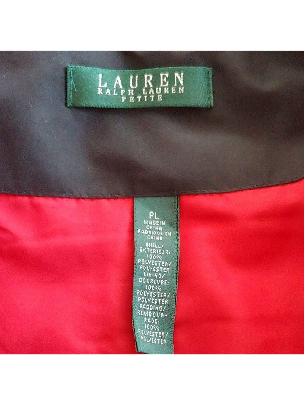 Lauren Ralph Lauren Red and Black Quilted Puffer Vest Women's Petite Large - Picture 3 of 15